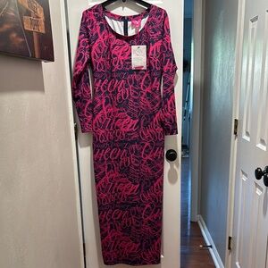 Sassy Jones Original  Queen Pink and Blue Graphic Dress (New)